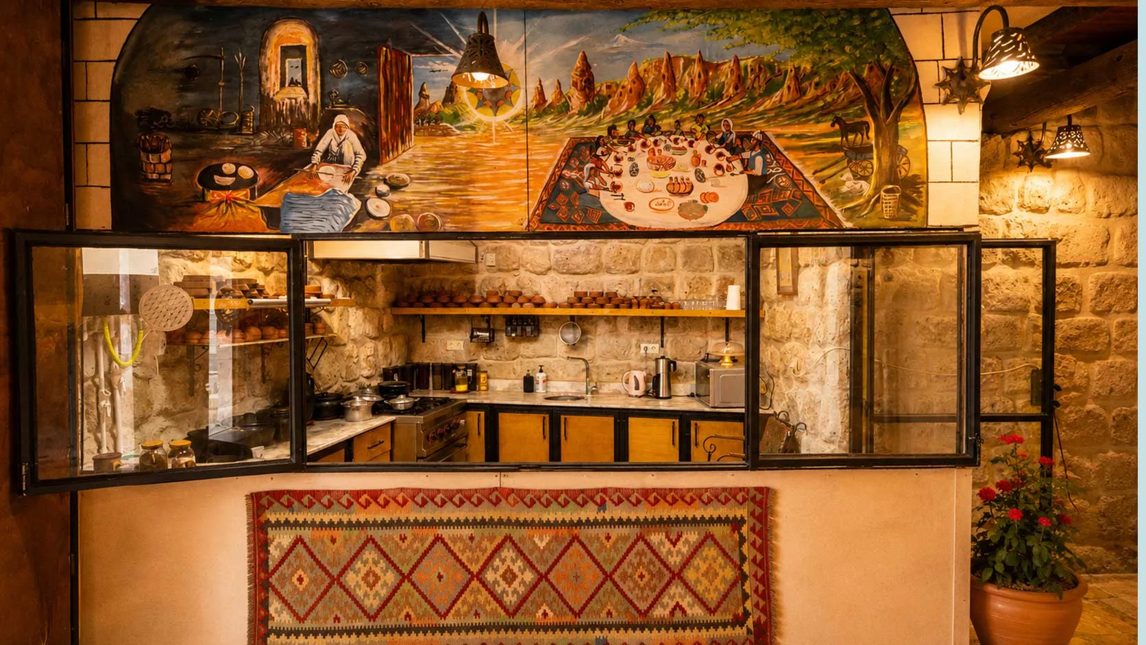 Cappadocian-Cooking-Classes-Mural-over-Kitchen