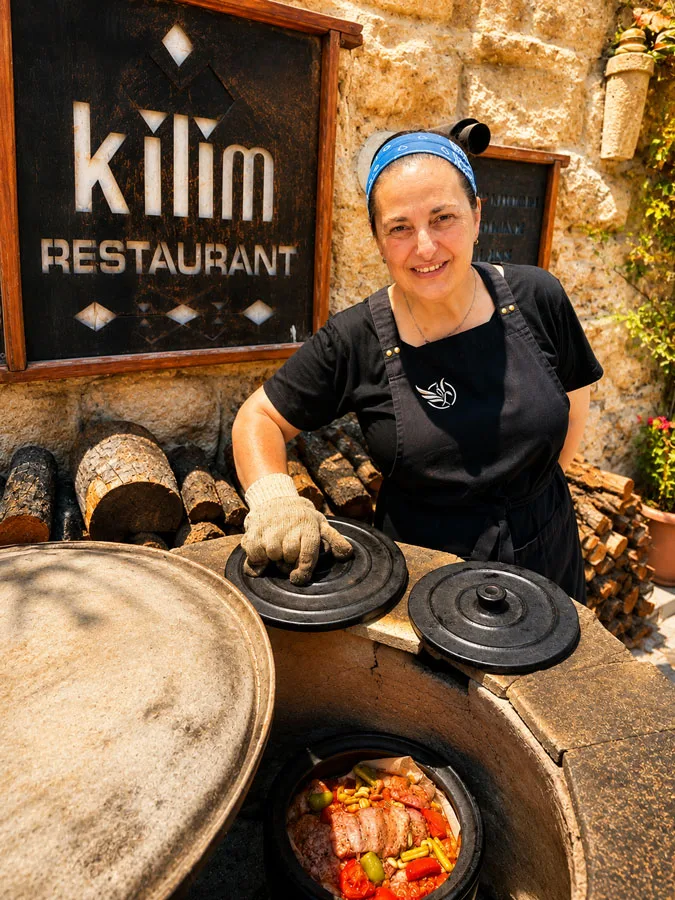 Debra-Tandir-Oven-with-meal-outside-Kilim-Cave-Restaurant